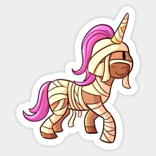 Cute Halloween Unicorn in Mummy Costume Sticker